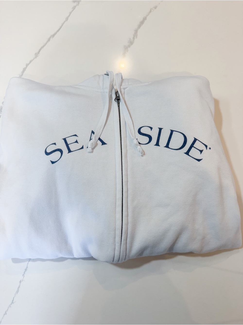 Seaside White Zip Front Hoodie Jacket